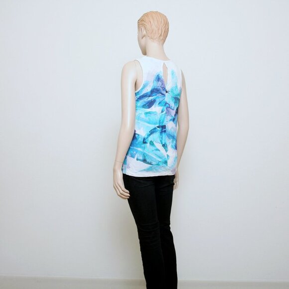 NWT Cynthia Rowley Watercolor Leaf Print Tank Top - Picture 2 of 10